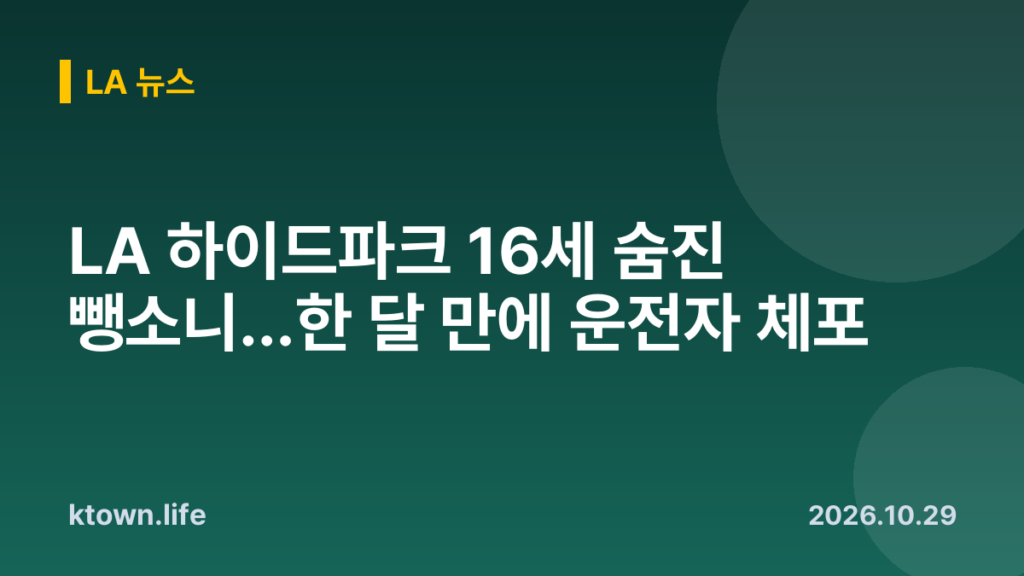 LA 하이드파크 16세 숨진 뺑소니…한 달 만에 운전자 체포